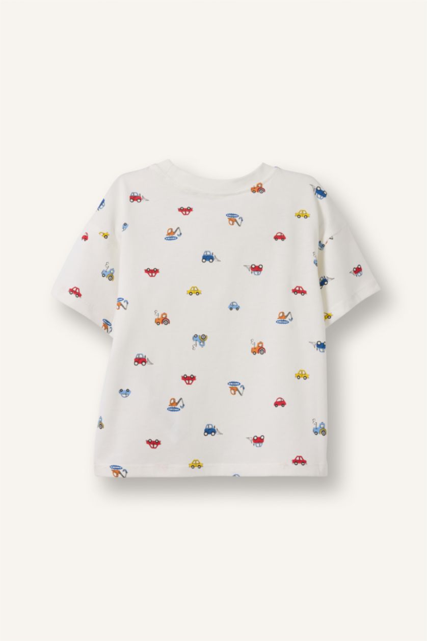 Baby Boys White Regular Fit Printed Short Sleeve T-Shirt