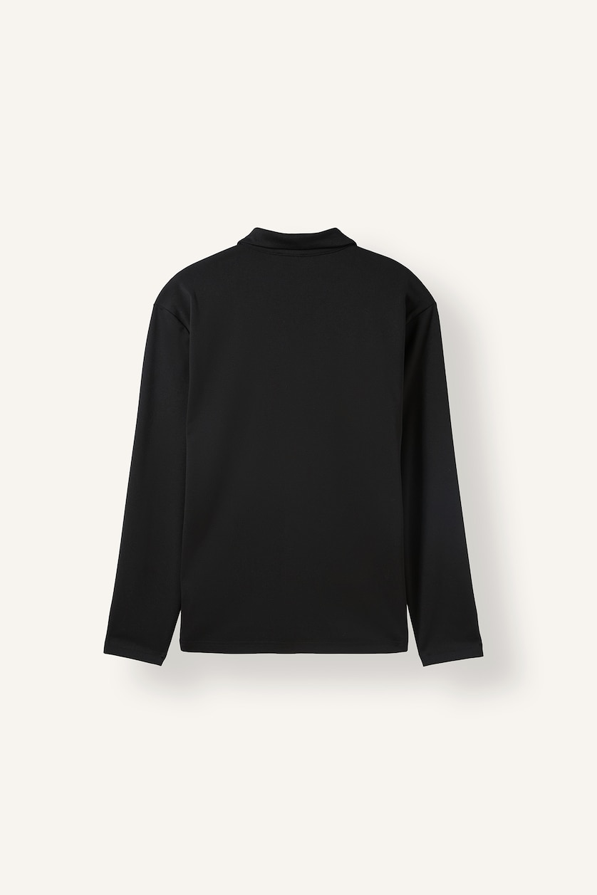Men Black Polo Collar Long Sleeve Sweatshirt