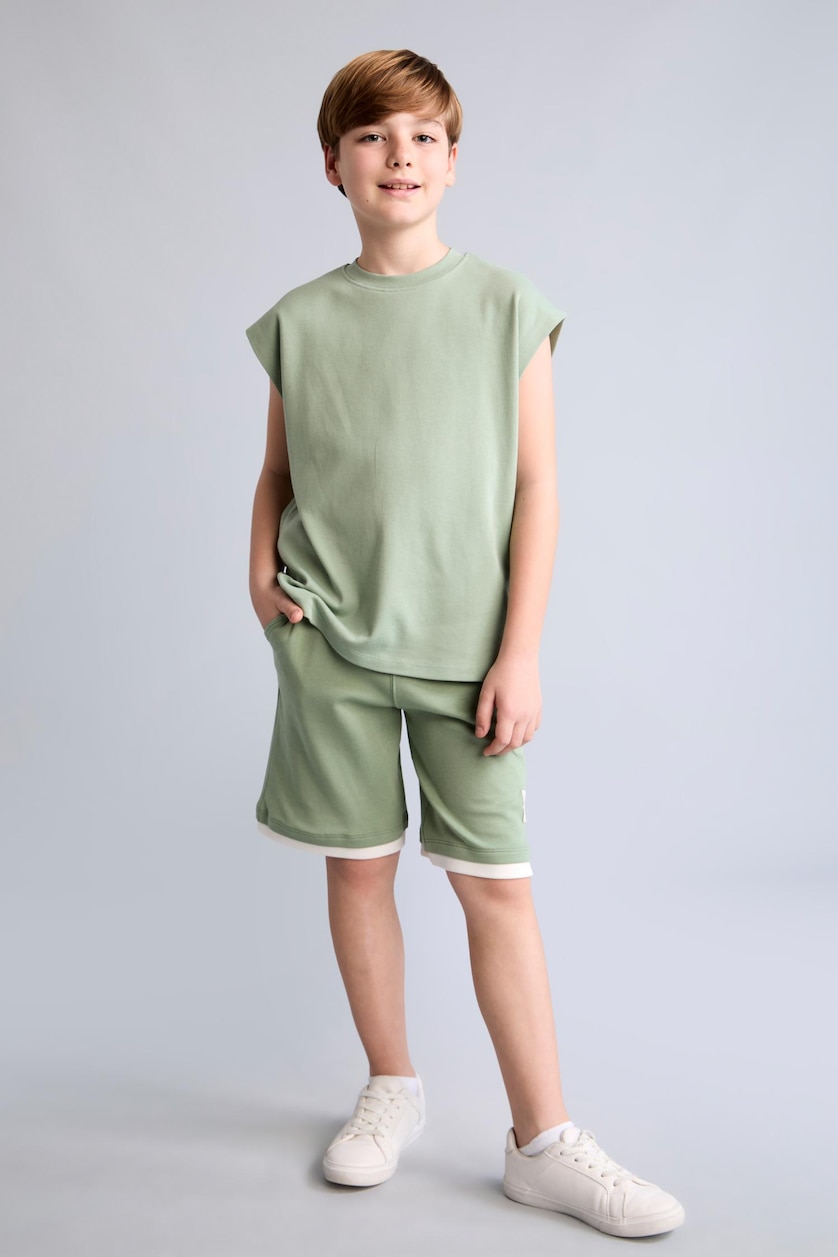 BOYS & TEENS Light Green Boy 100% Cotton Oversize Shorts