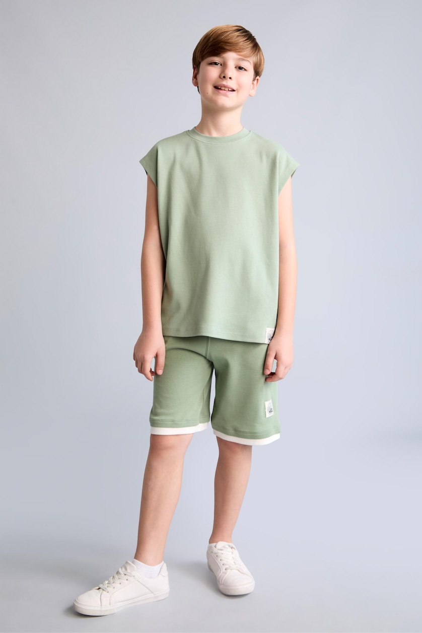 BOYS & TEENS Light Green Boy 100% Cotton Oversize Shorts