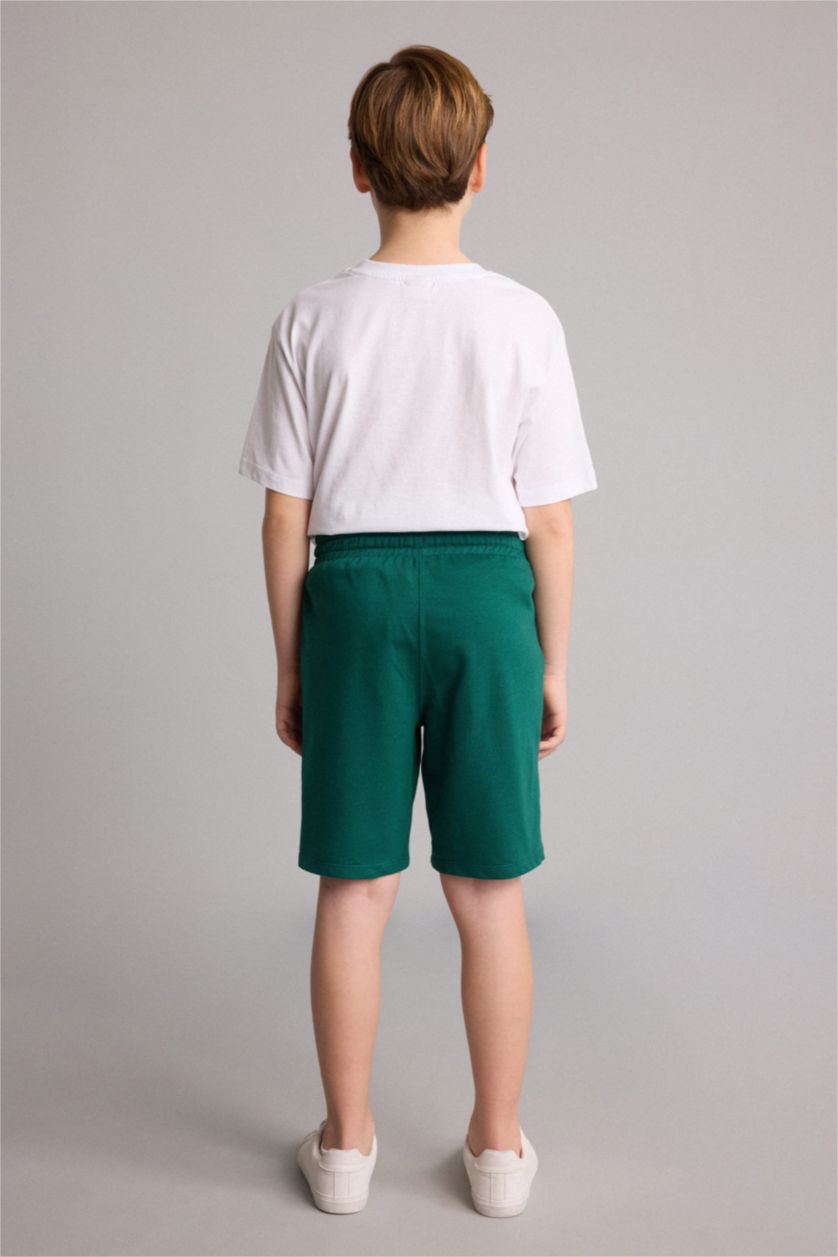 Young Boys - Teen Boys Green Regular Fit Minecraft Licensed Elastic Band Shorts