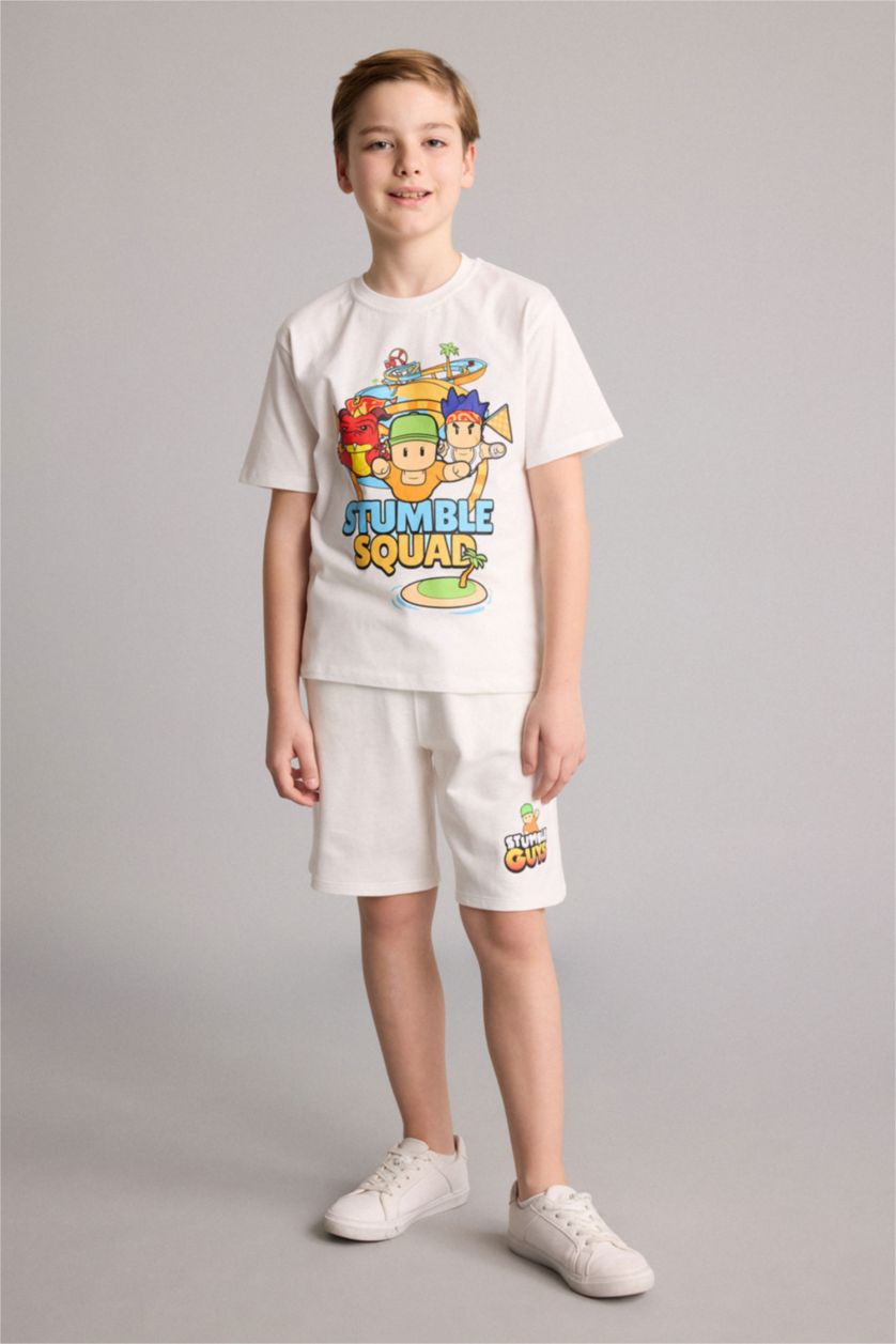 Young Boys - Teen Boys Ecru Regular Fit Elastic Band Shorts