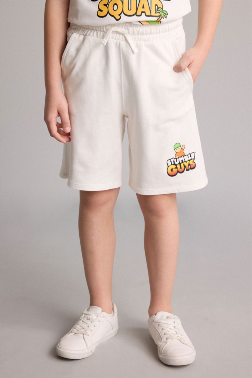 Young Boys - Teen Boys Ecru Regular Fit Elastic Band Shorts
