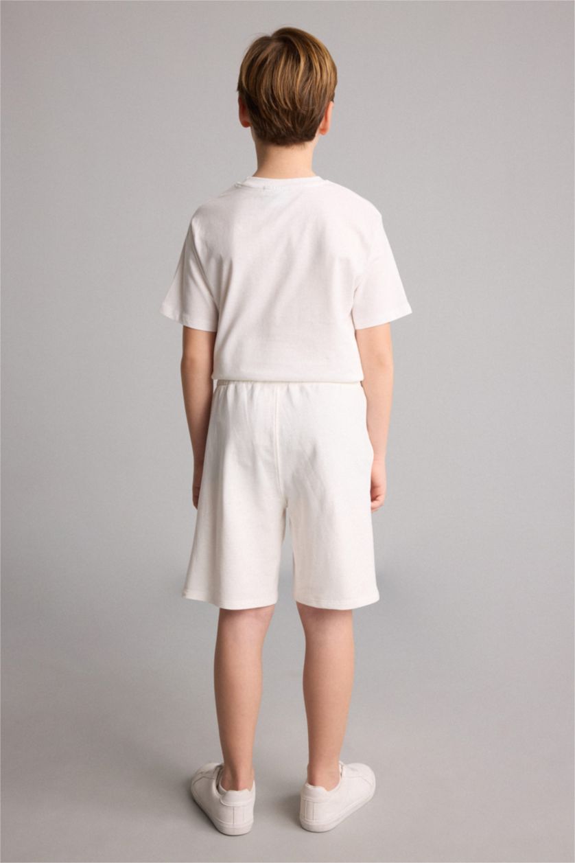 Young Boys - Teen Boys Ecru Regular Fit Elastic Band Shorts