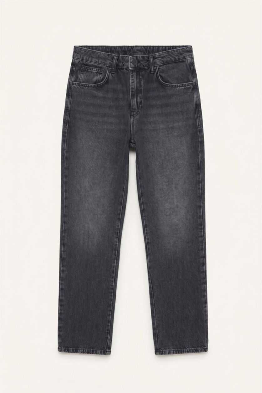 Erkek Antrasit Straıght Fıt Yıkanmış Denim Pantolon