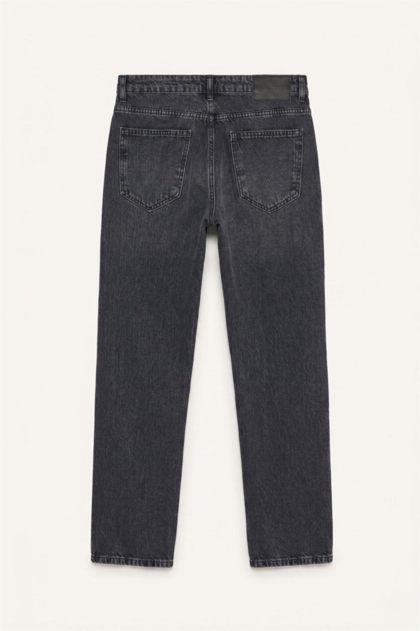 Erkek Antrasit Straıght Fıt Yıkanmış Denim Pantolon