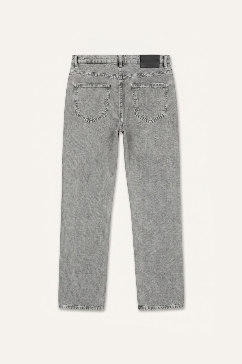 Erkek Açık Gri %100 Pamuk Straight Fit Jean Pantolon