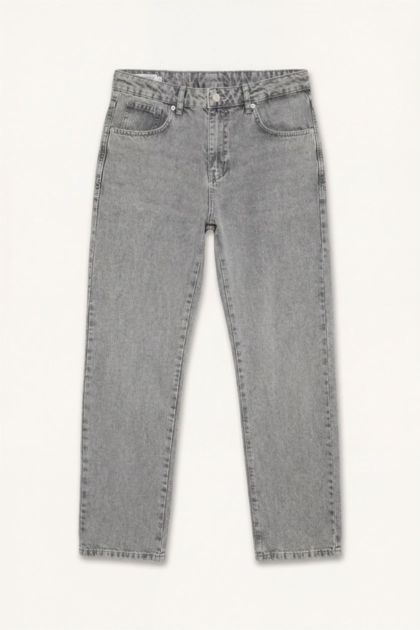 Men Light Grey Straight Fit Trousers