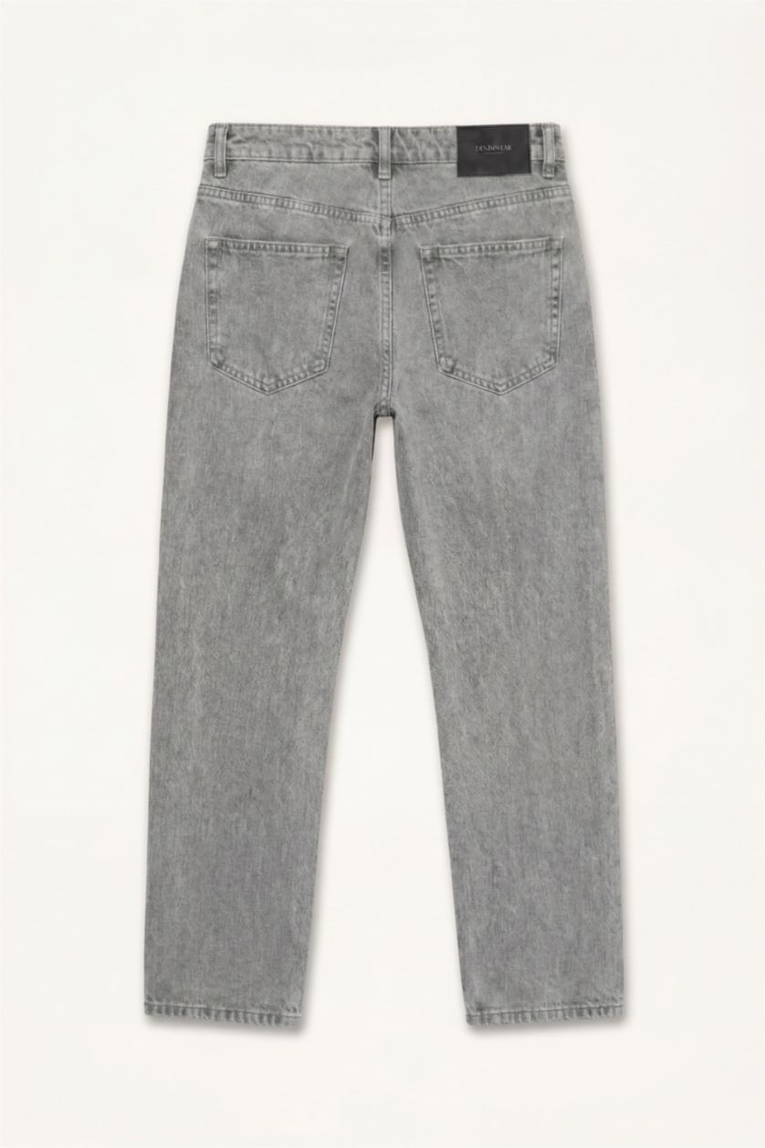 Men Light Grey Straight Fit Trousers