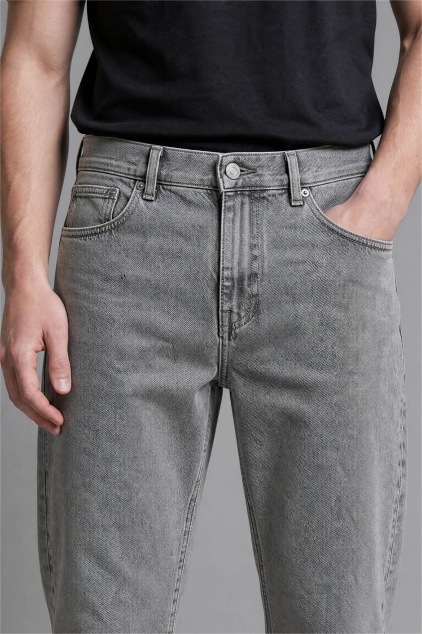 Мужчины Светло-серый Джинсы Straight Fit