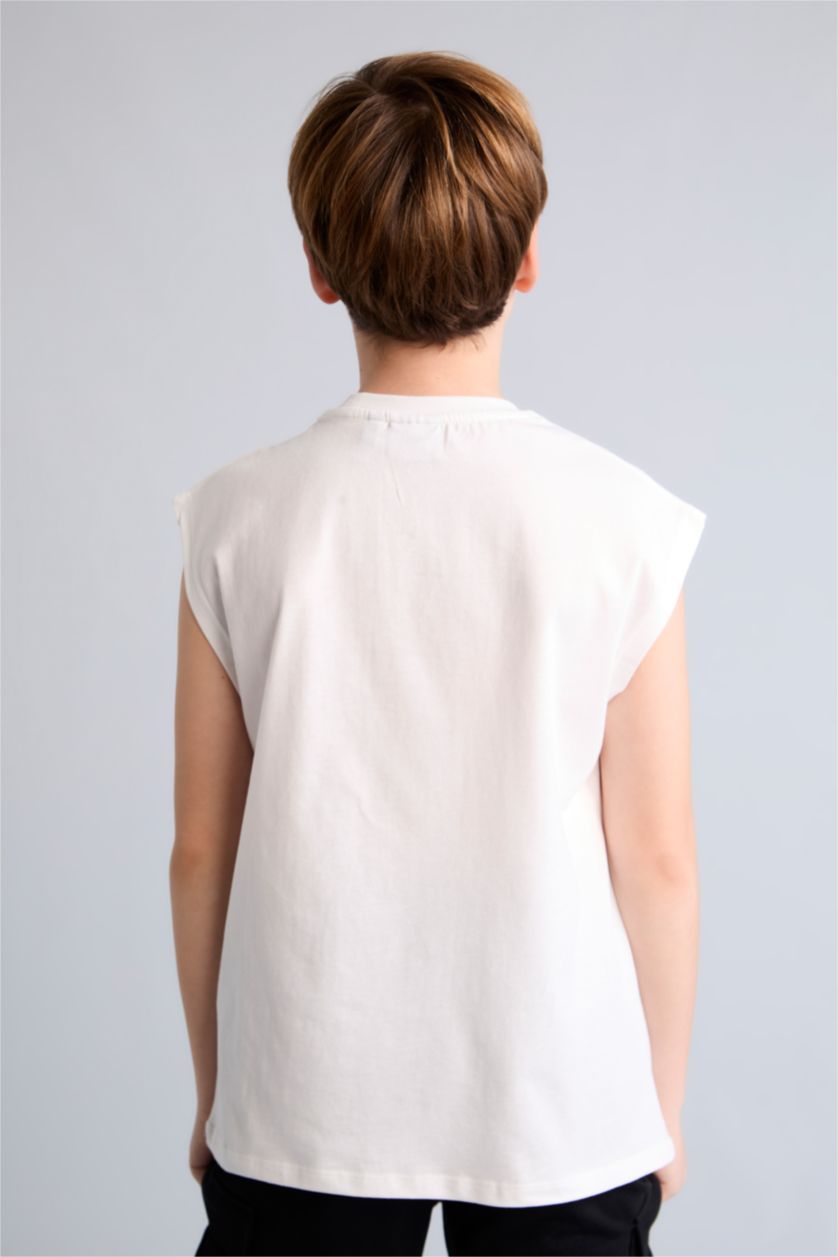 Young Boys - Teen Boys Ecru Boy Oversize Fit Tank Top