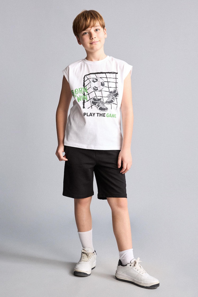 BOYS & TEENS White Boy Shorts T-Shirt 2 Piece Set