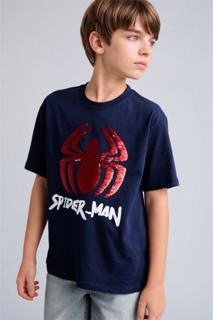 أولاد كحلي Boy New Regular Fit Spiderman Licensed Short Sleeve T-Shirt