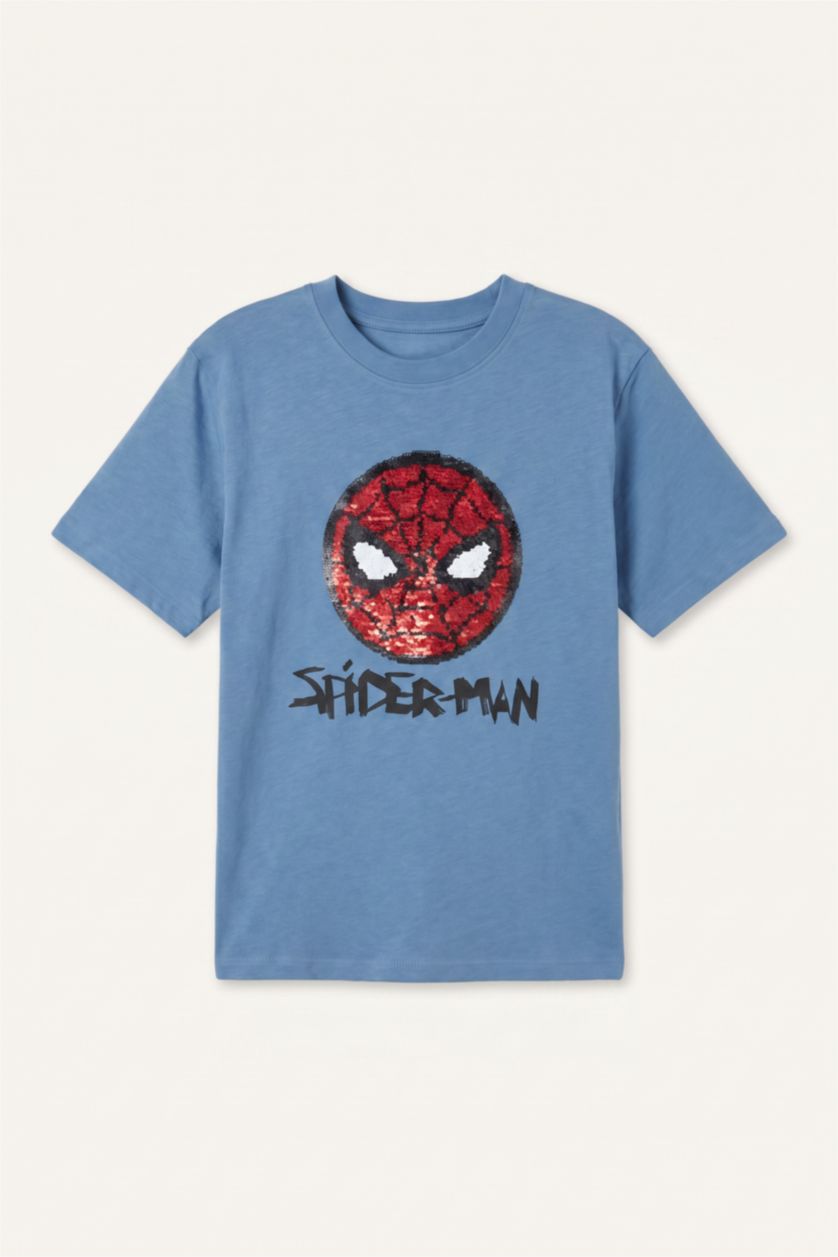 Young Boys - Teen Boys Blue New Regular Fit Spiderman Licensed Short Sleeve T-Shirt