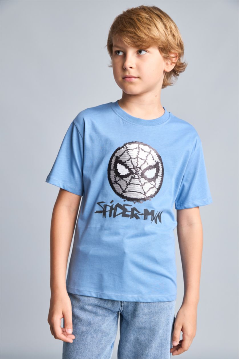 BOYS & TEENS Blue Boy Marvel Spiderman New Regular Fit Blue T-Shirt