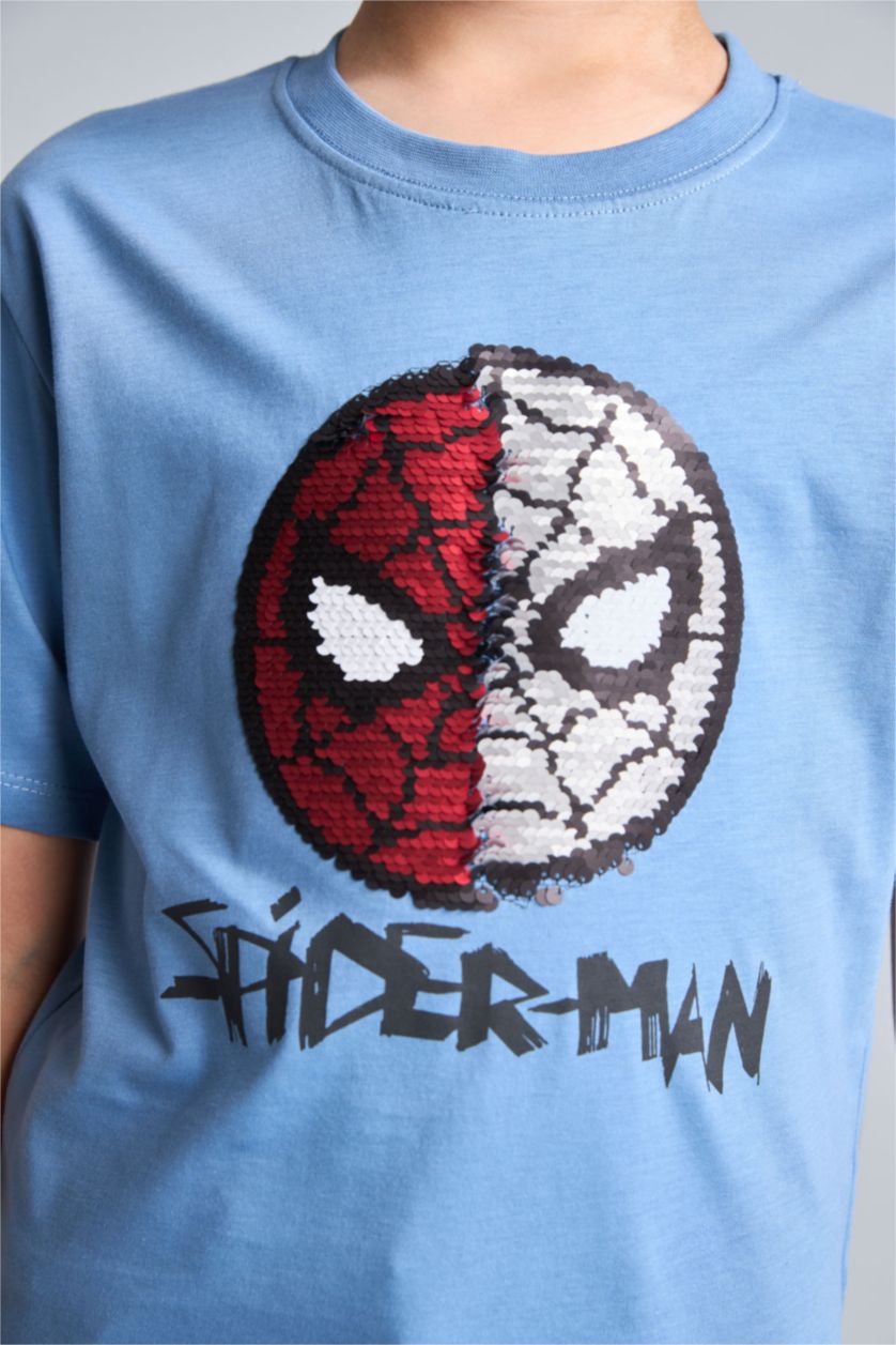 BOYS & TEENS Blue Boy Marvel Spiderman New Regular Fit Blue T-Shirt