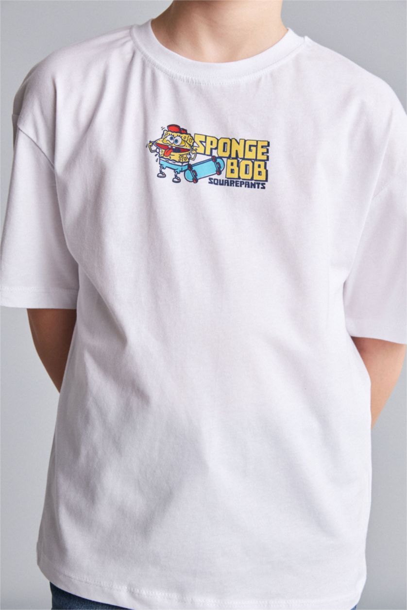 Erkek Çocuk - Genç Erkek Beyaz  SpongeBob Kısa Kollu Tişört Erkek Çocuk