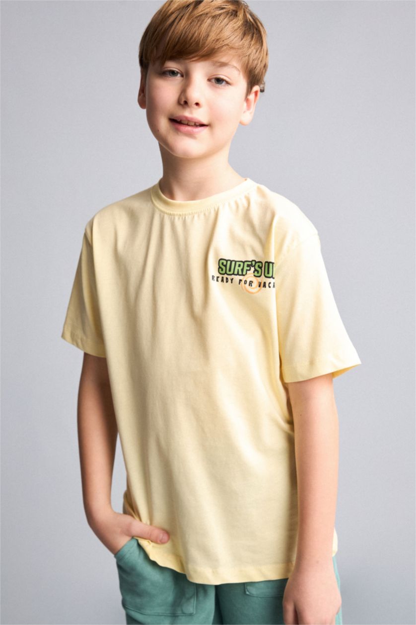 Young Boys - Teen Boys Light Yellow New Regular Fit Minecraft Licensed Short Sleeve T-Shirt