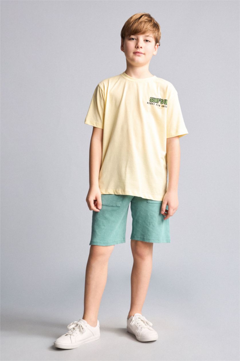 Young Boys - Teen Boys Light Yellow New Regular Fit Minecraft Licensed Short Sleeve T-Shirt