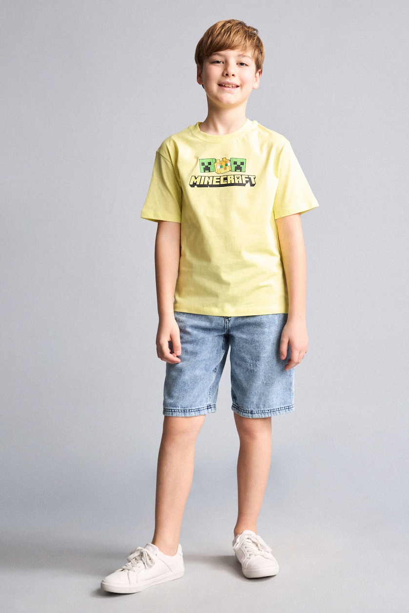 Young Boys - Teen Boys Light Yellow New Regular Fit Minecraft Licensed Short Sleeve T-Shirt