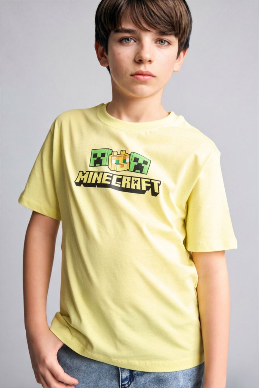Erkek Çocuk - Genç Erkek Açık Sarı Minecraft Tişört Erkek Çocuk