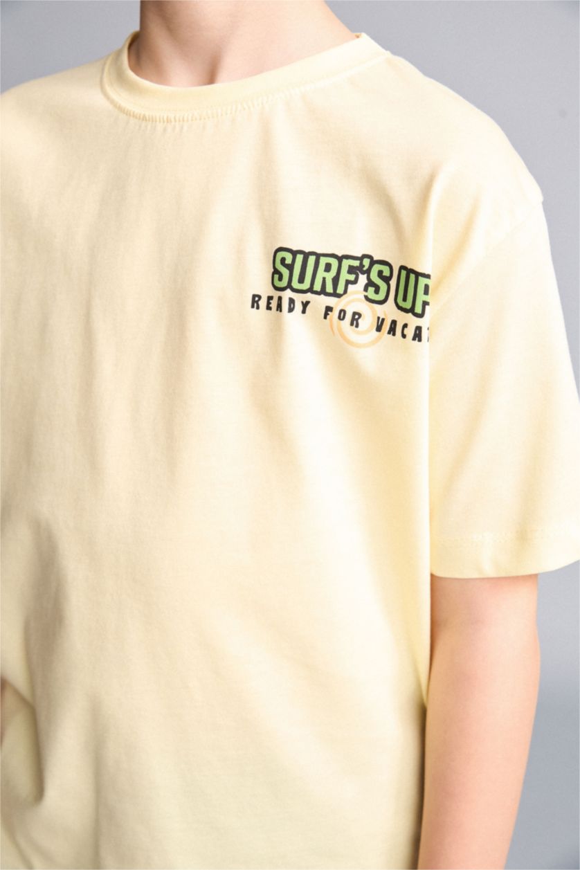 Young Boys - Teen Boys Light Yellow New Regular Fit Minecraft Licensed Short Sleeve T-Shirt