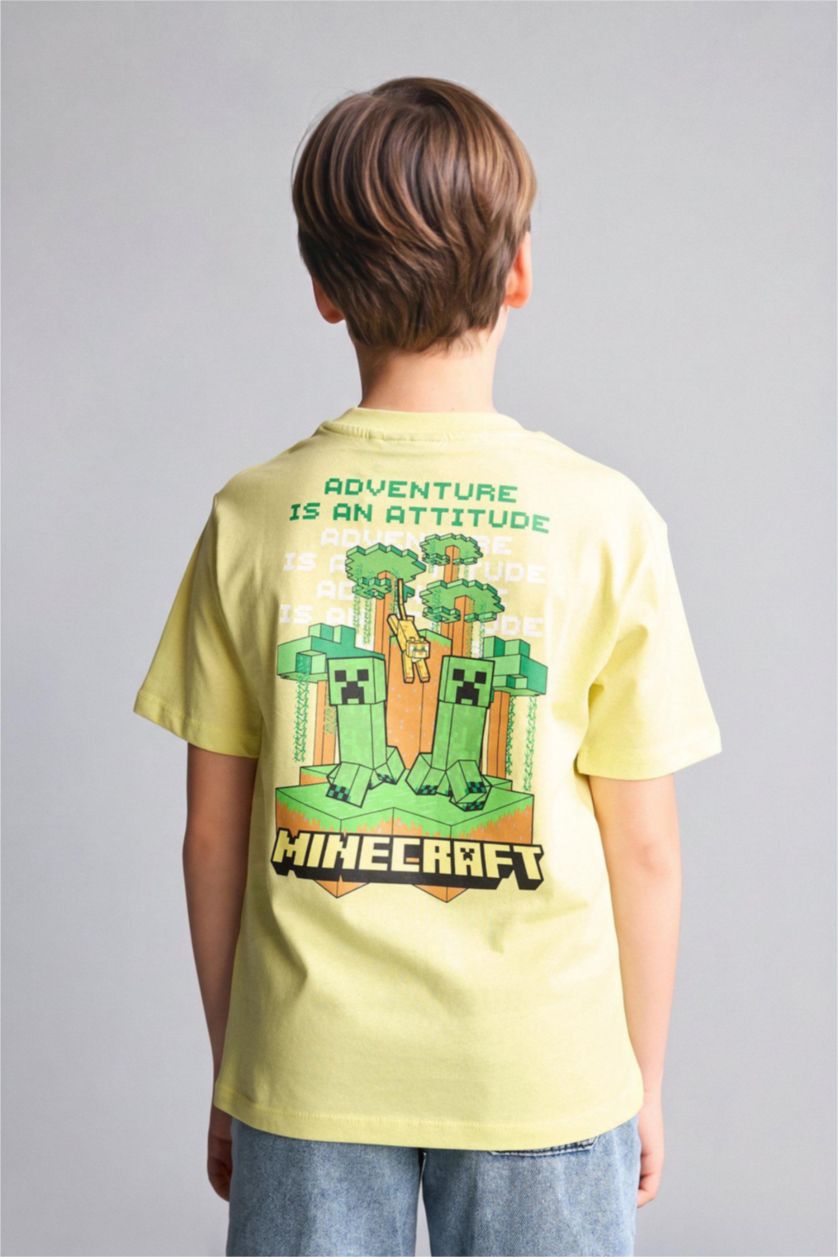 Erkek Çocuk - Genç Erkek Açık Sarı Minecraft Tişört Erkek Çocuk