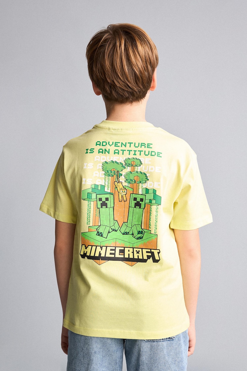 Young Boys - Teen Boys Light Yellow New Regular Fit Minecraft Licensed Short Sleeve T-Shirt