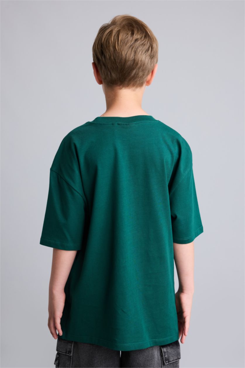 Young Boys - Teen Boys Green Oversize Fit Minecraft Licensed Short Sleeve T-Shirt