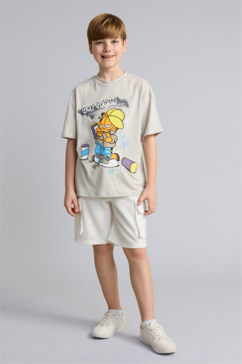 Young Boys - Teen Boys Light Grey Oversize Fit Garfield Short Sleeve T-Shirt