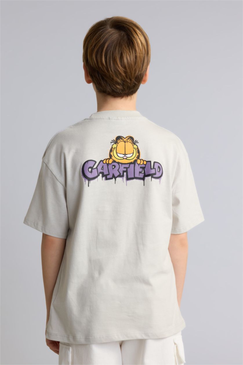 Young Boys - Teen Boys Light Grey Oversize Fit Garfield Short Sleeve T-Shirt