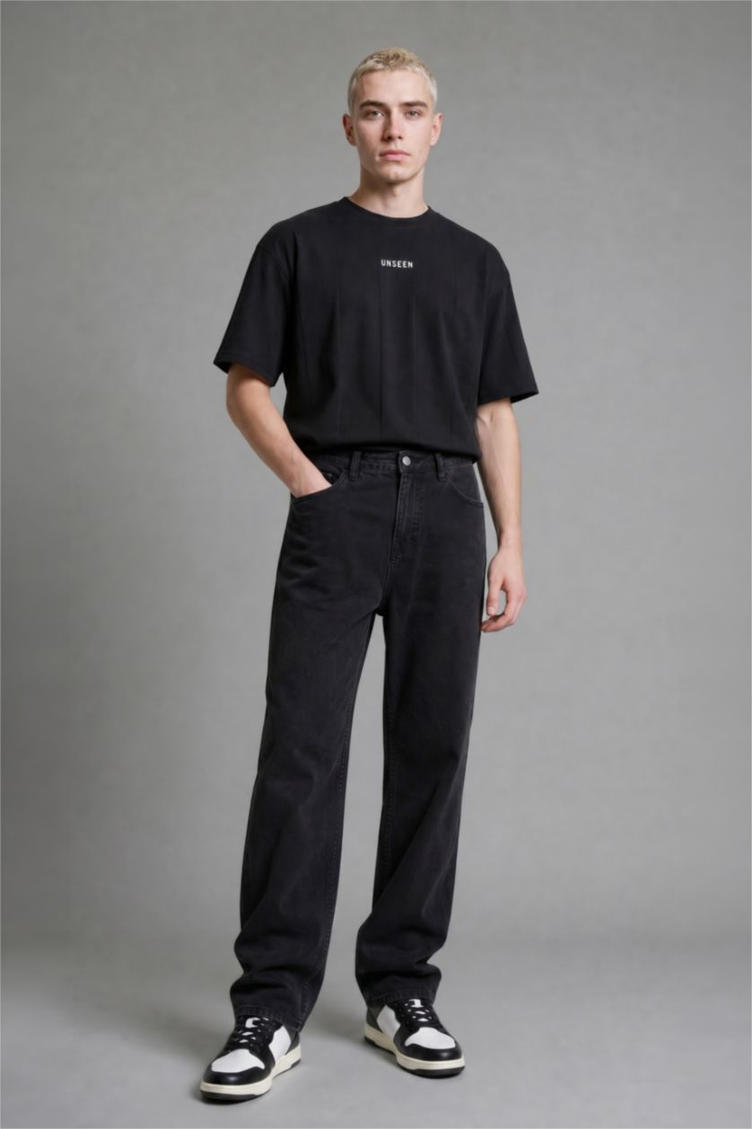 MAN Anthracite Baggy Fit High Waist Ankle Length Trousers