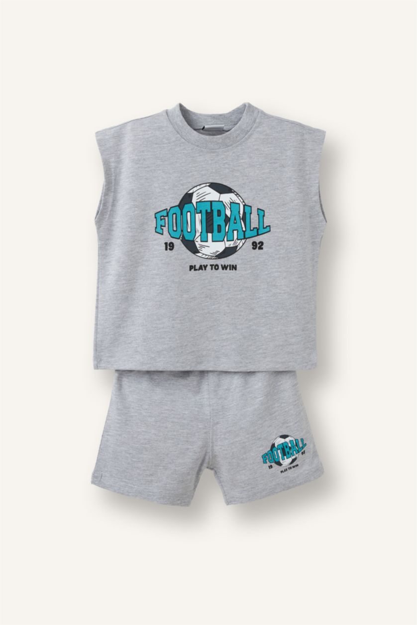Baby Boys Light Grey Melange 2 piece Regular Fit Set