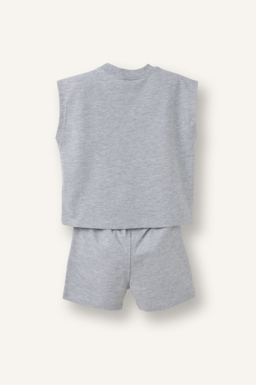 Baby Boys Light Grey Melange 2 piece Regular Fit Set