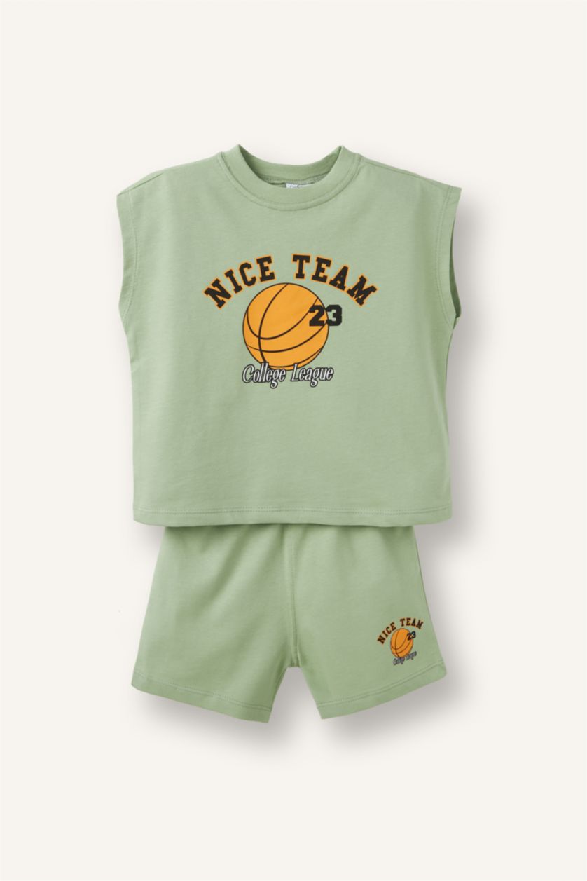 Baby Boys Light Green 2 piece Regular Fit Set