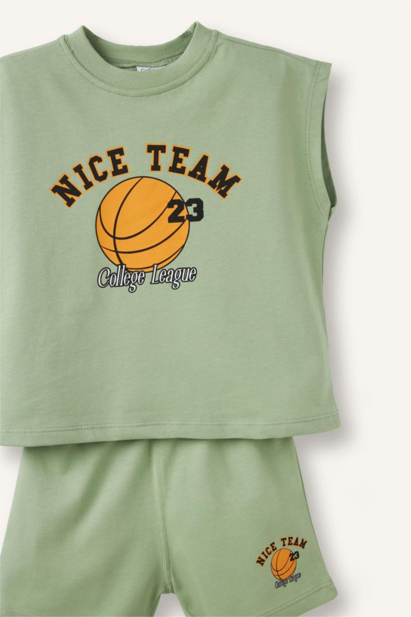Baby Boys Light Green 2 piece Regular Fit Set