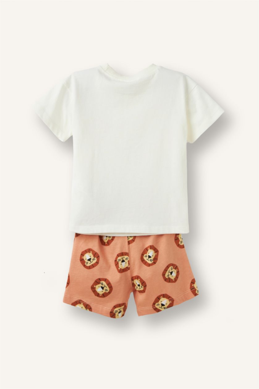 Baby Boys Ecru 2 piece Regular Fit Animal Set