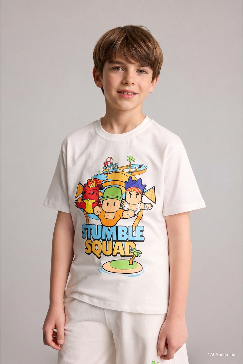 Boys & Teens Ecru Boy Oversize Fit Short Sleeve T-Shirt