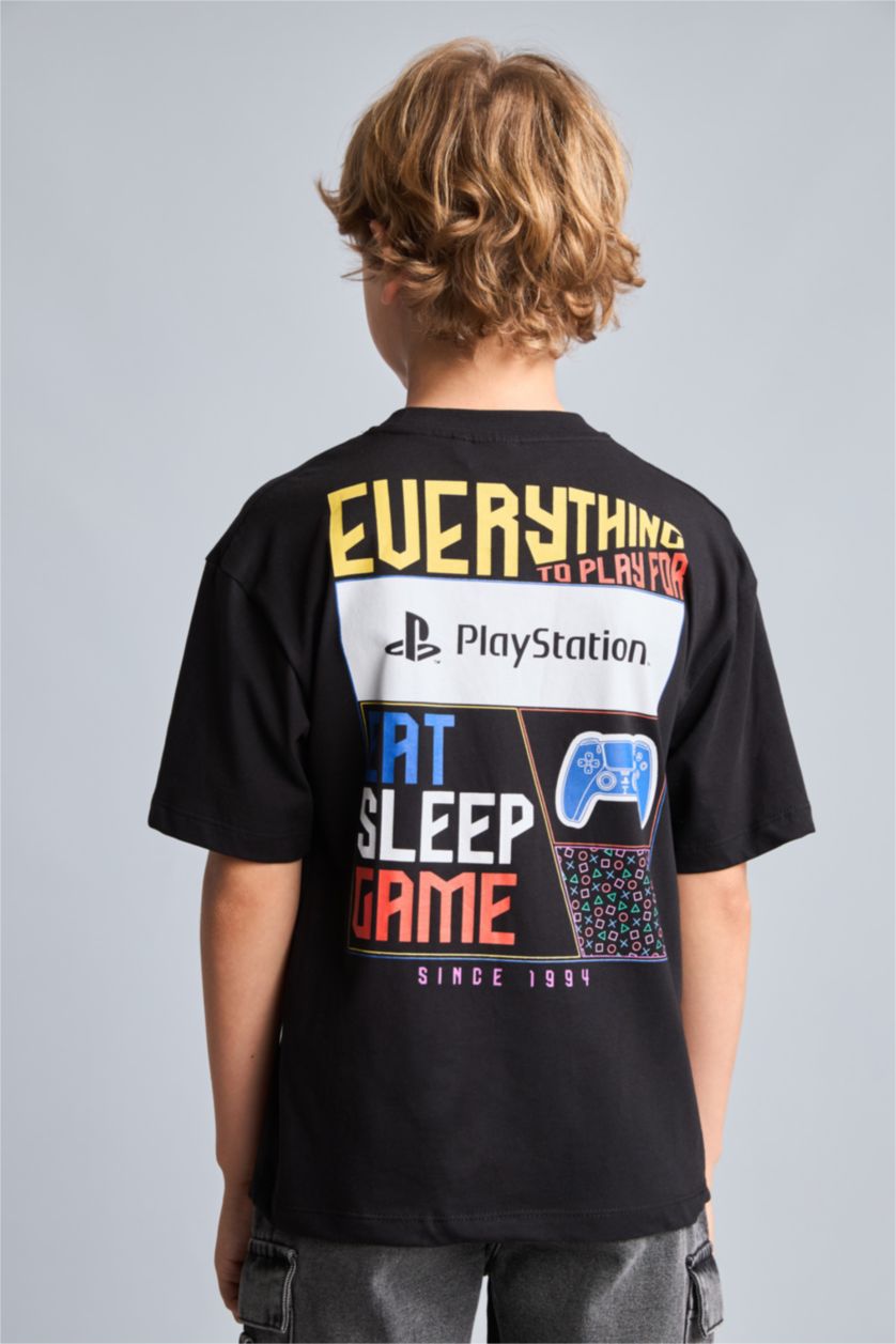 Erkek Çocuk - Genç Erkek Siyah PlayStatıon Lisanslı Oversize Tişört Erkek Çocuk