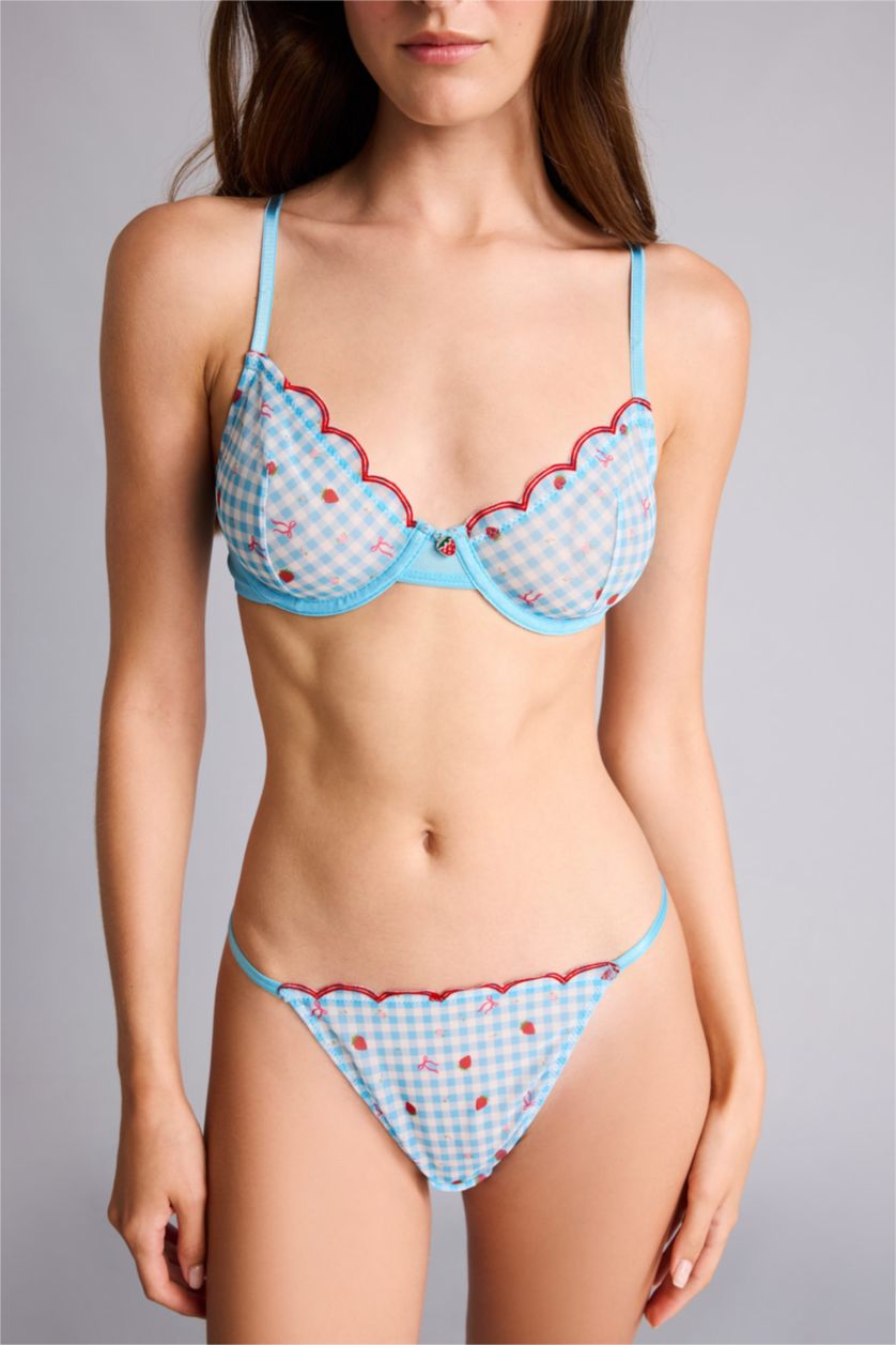 FEMME Bleu Culotte bleue à carreaux vichy en tulle
