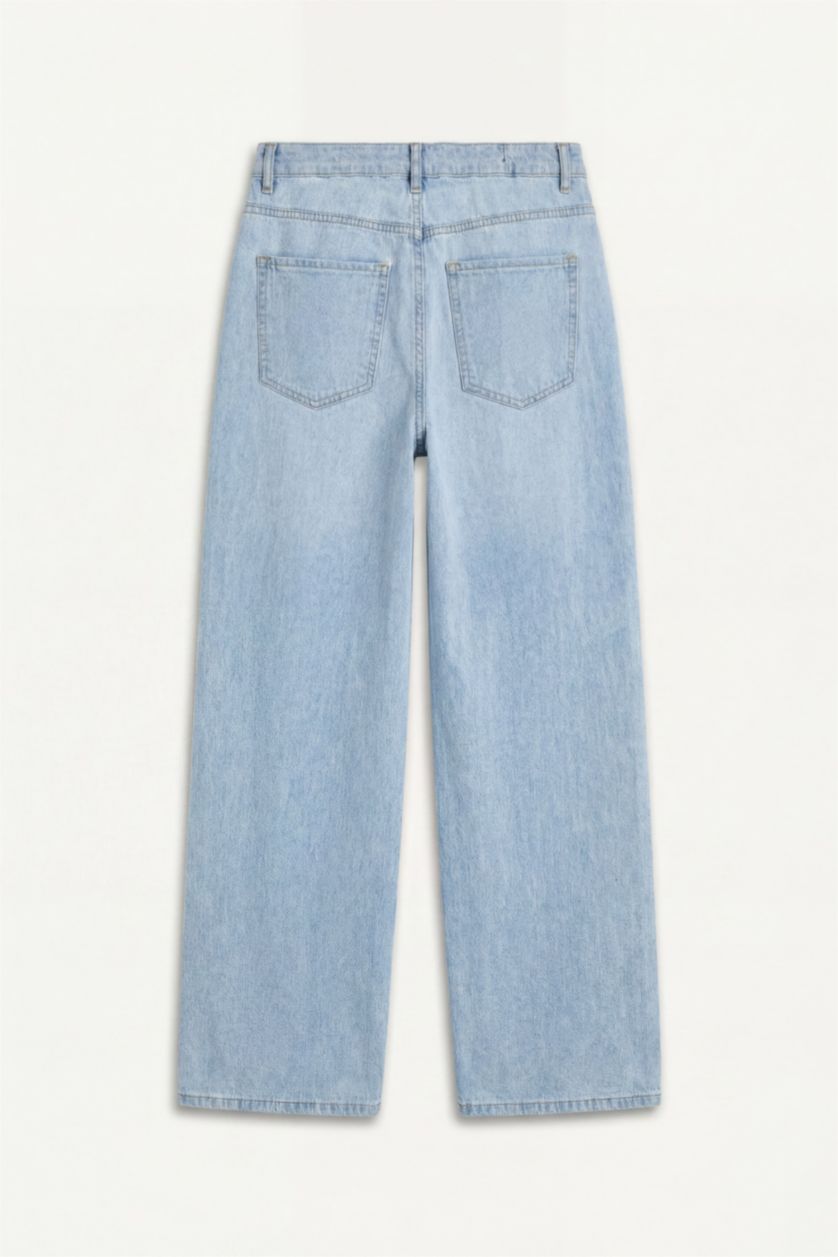 Men Ice Blue Wide Leg Trousers