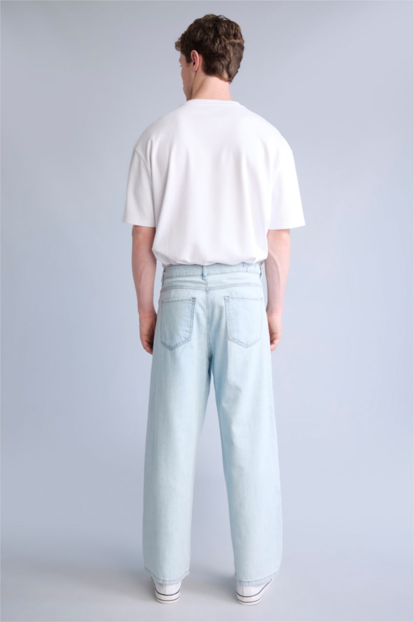 Man Ice Blue Wide Leg Trousers