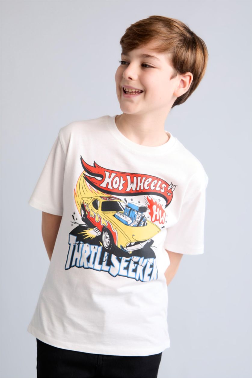 Erkek Çocuk - Genç Erkek Ekru Hot Wheels Oversize Tişört Erkek Çocuk