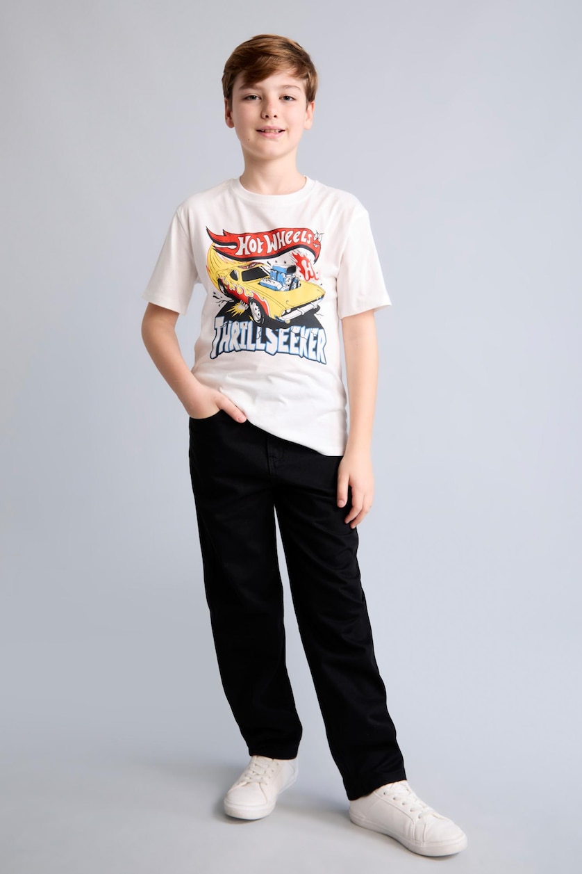 Young Boys - Teen Boys Ecru Boy 100% Cotton Hot Wheels Oversize Crew Neck T-Shirt