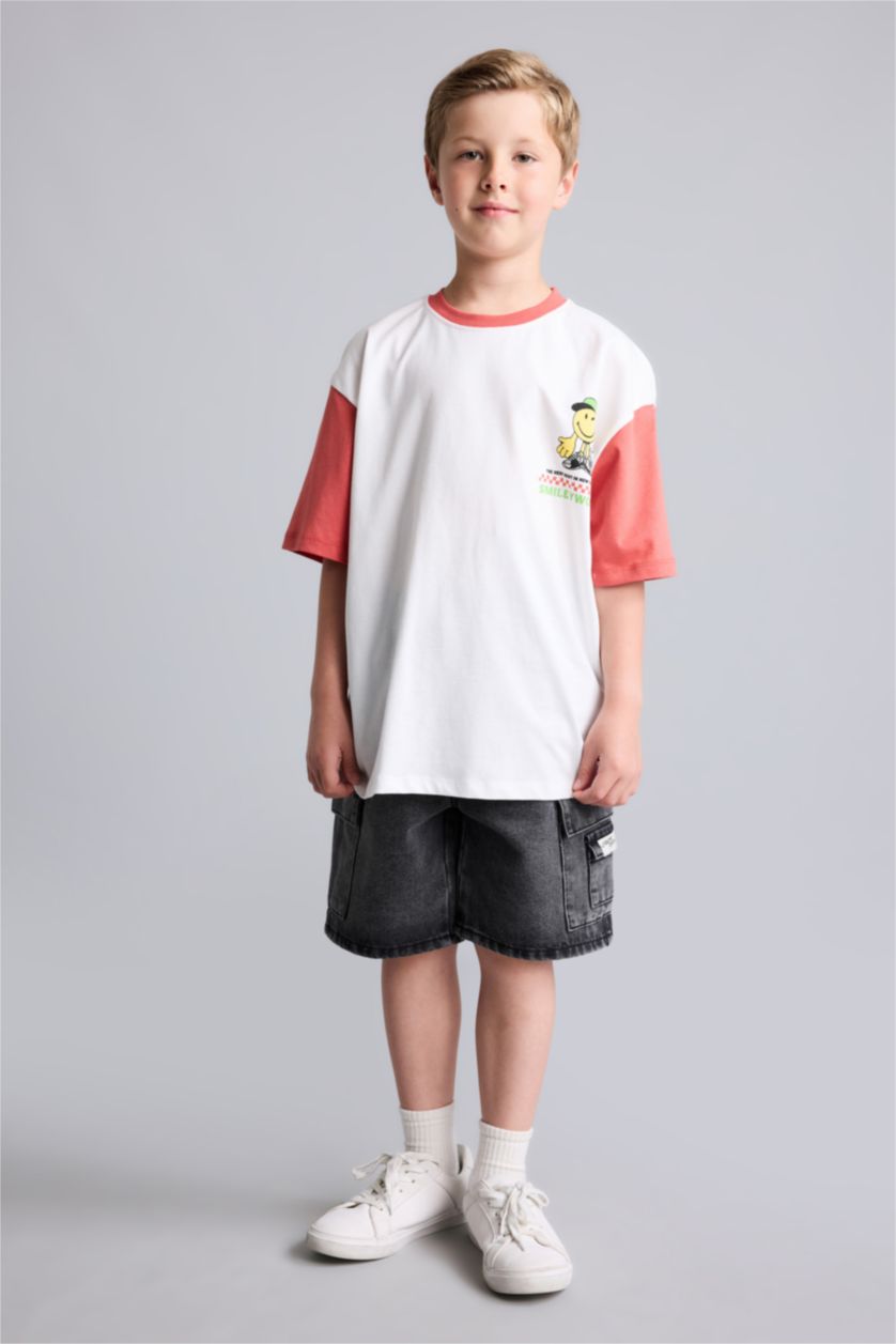 Young Boys - Teen Boys Ecru Oversize Fit Short Sleeve T-Shirt