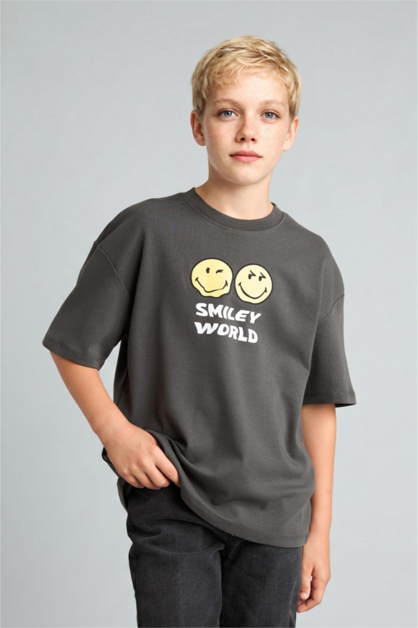 Erkek Çocuk - Genç Erkek Antrasit Oversize Tişört Erkek Çocuk