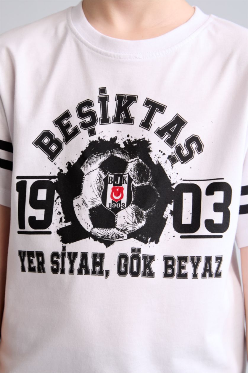 Erkek Çocuk - Genç Erkek Beyaz Beşiktaş Tişört Erkek Çocuk