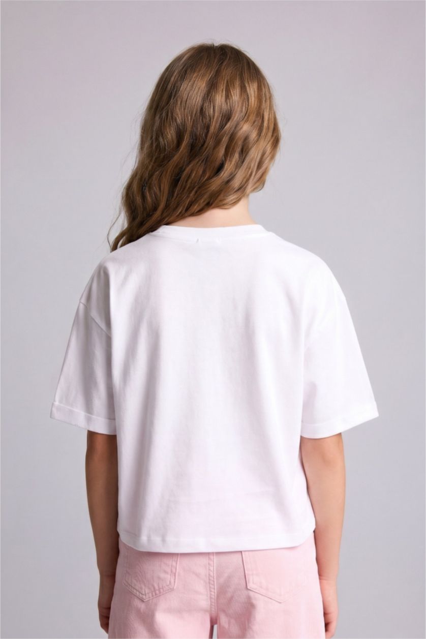 GIRLS & TEENS White Girl Floral Print Short Sleeve White T-Shirt