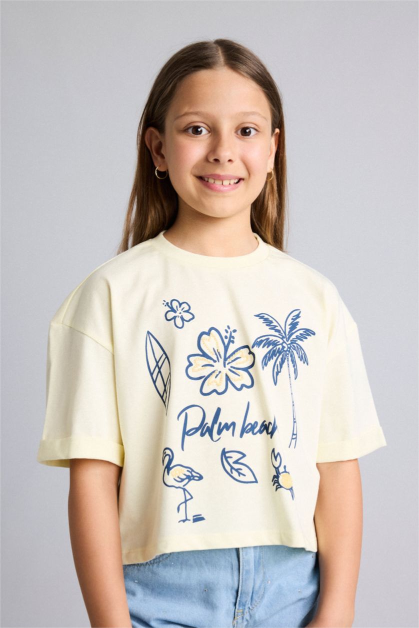 Young Girls - Teen Girls Light Yellow Short Sleeve T-Shirt