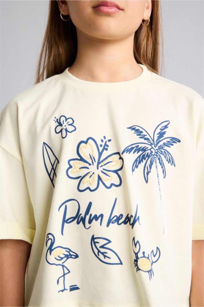 Young Girls - Teen Girls Light Yellow Short Sleeve T-Shirt